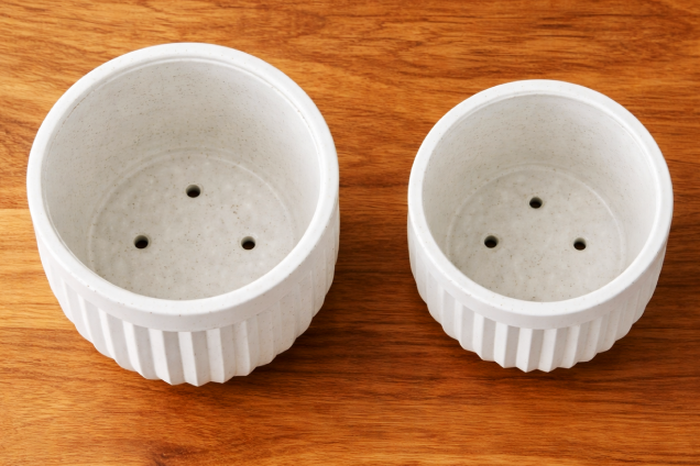 Ribbed Ceramic Planter Set of Two