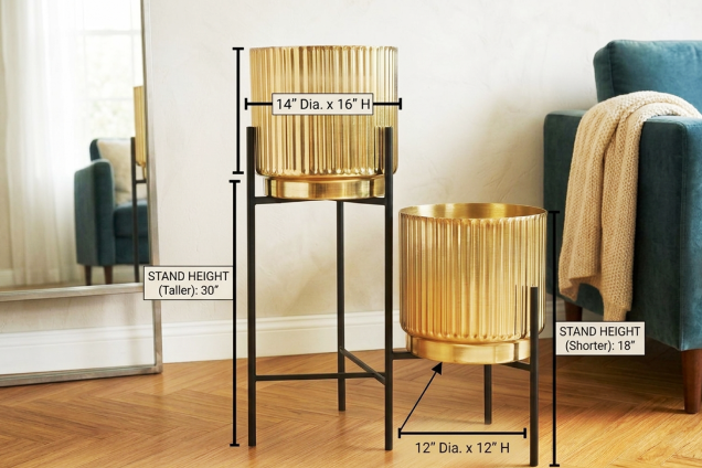 Metal Fluted Planter Set of Two