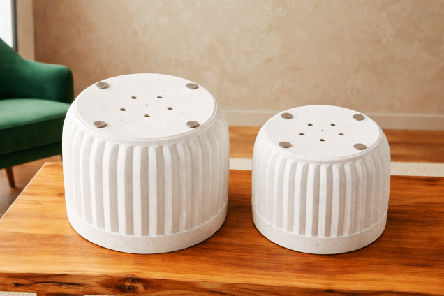 Ribbed Ceramic Planter Set of Two