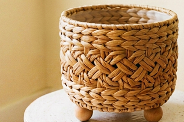 The Footed Rattan Basket Planter