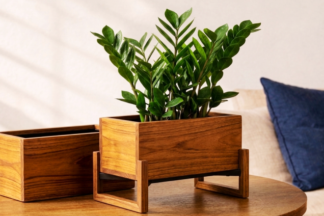 Modern Wooden Planter Box- Set of 2